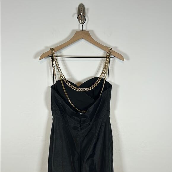 ALIEVA DULCE DUPIONI MAXI GOLD CHAIN DRESS (BLACK) Size L - Picture 7 of 13